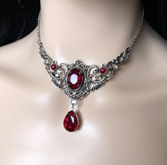 garnet victorian necklace from etsy