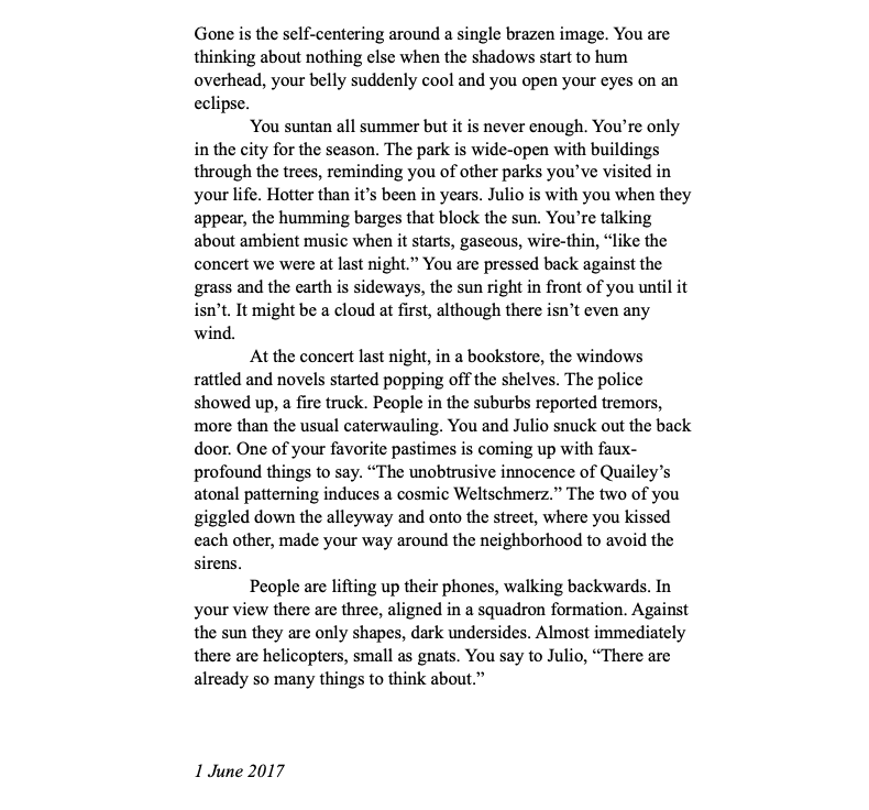 bernardreed's tweet photo. In honor of Chicago's terrible air quality, here is SUNTAN, my story published in 2017 in a literary magazine that has now disappeared from the internet https://t.co/DjMxScLl8A