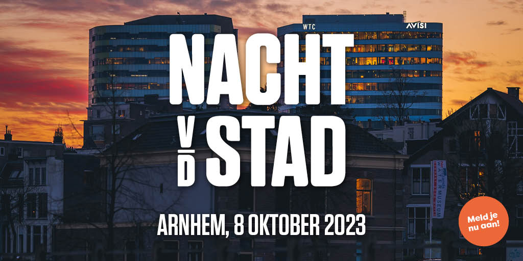 Kom alvast in de stemming tijdens de Nacht van de Stad op zondagavond 8 oktober vanaf 19.00 uur in Arnhem. Bekijk het programma en schrijf je in voor   deelname aan een van de excursies van de Nacht van de Stad.
➡️ bit.ly/DvdS2023
 #DagvandeStad