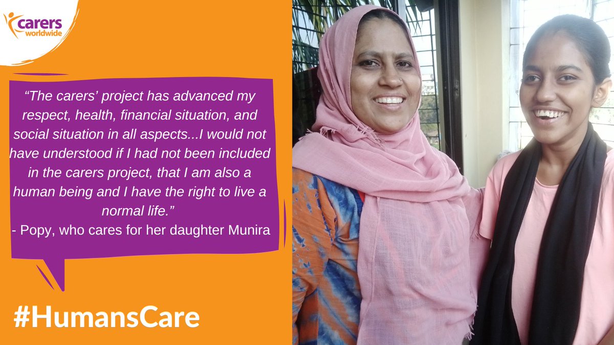 CarersWorldwide's tweet photo. Find out in our latest #HumansCare story, how our #CarersWorldwideModel has supported Popy to see her life differently and value and respect her role as an #UnpaidCarer 💜🧡
👉🏾https://t.co/rgs8DI8vB8
#CommitToCarers https://t.co/GRWEZzU2xX