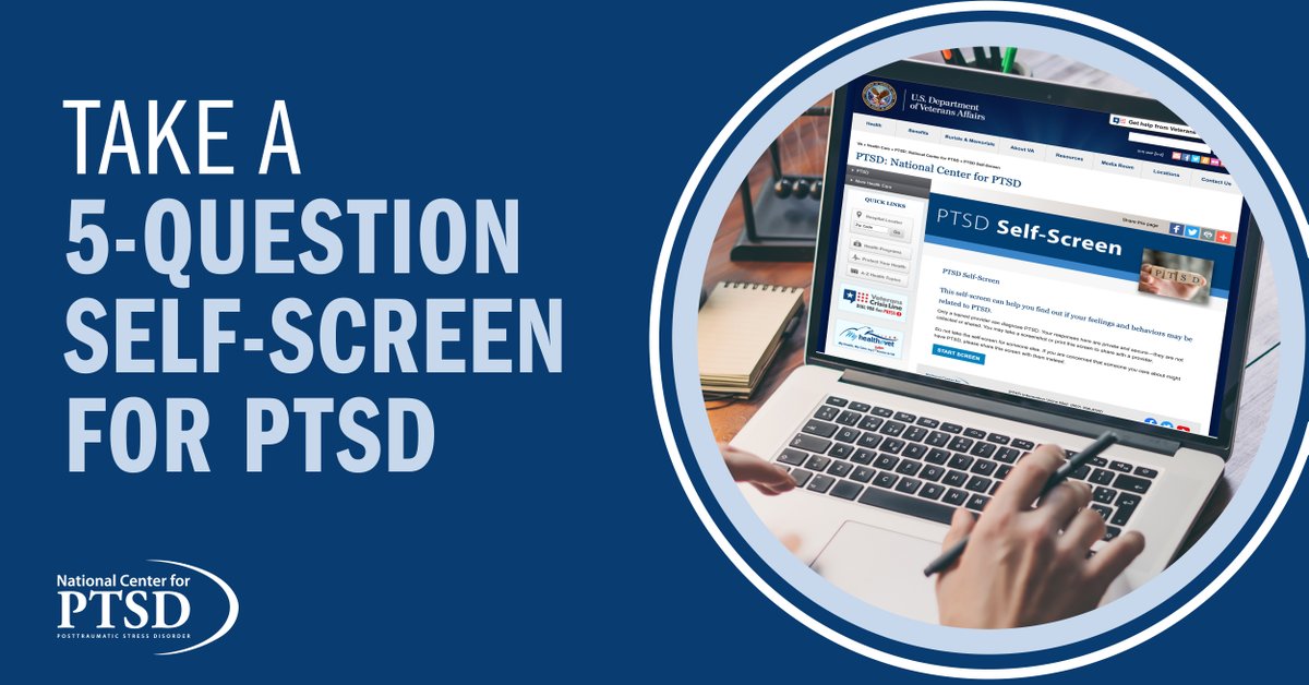 VA_PTSD_Info's tweet image. Today is PTSD Awareness and Screening Day. If you’ve experienced a trauma, a 5-question self-screen can help you determine if your feelings and behaviors may be related to #PTSD: ptsd.va.gov/screen/