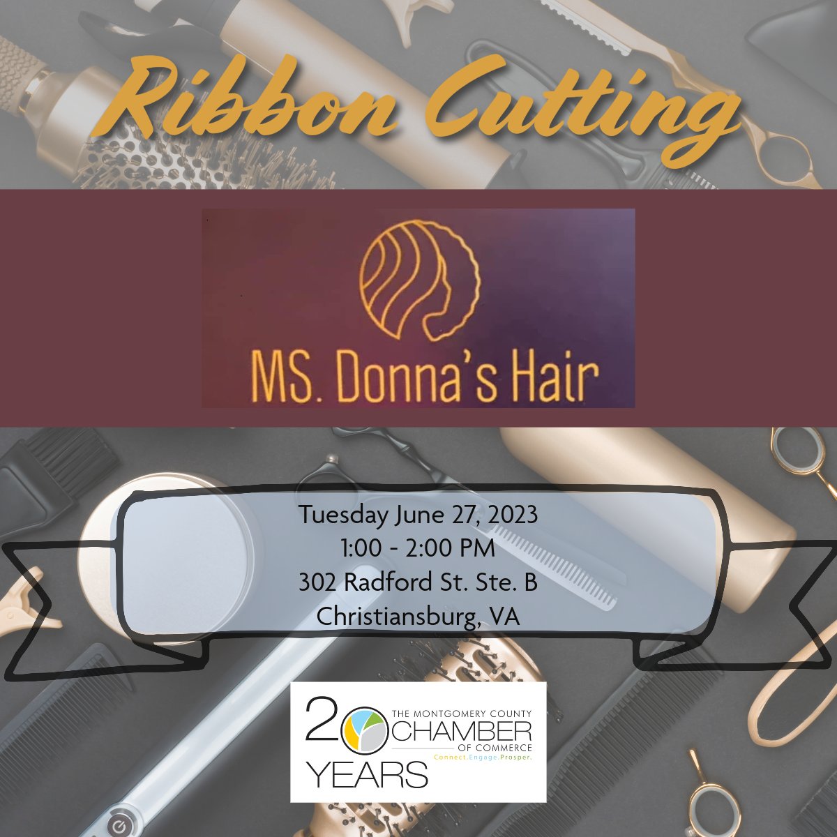 MontgChamber's tweet photo. Join us for a ribbon cutting with Ms. Donna's Hair salon on Tuesday, June 27! https://t.co/J3FZikKMyJ