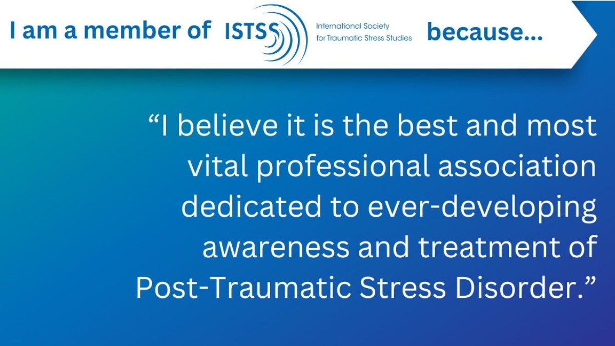 This is one of the many reasons why traumatic stress professionals make ISTSS their professional home. If you're a member, tell us #whyISTSS—and if you're not a member, join today: bit.ly/44i132L

#PTSDAwarenessDay