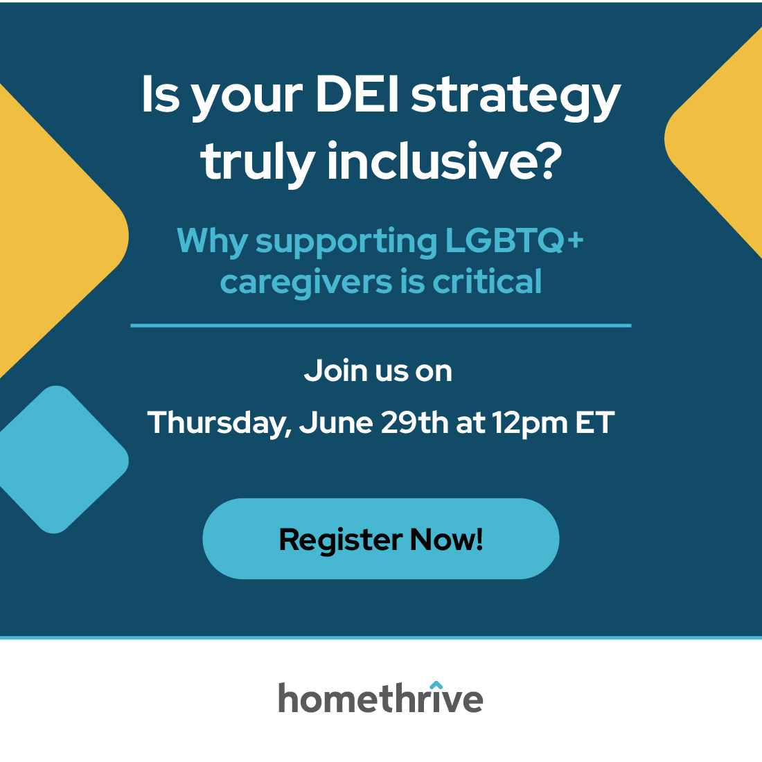 home_thrive's tweet image. Time is running out to register for our upcoming webinar on DEI strategy! Learn some of the challenges faced by LGBTQ+ caregivers and how organizations can provide support.

Register today to save your spot:
info.homethrive.com/homethrive-web…

#caregivers #benefits #DEIstrategy #LGBTQ