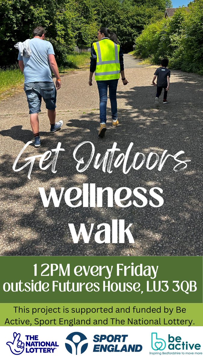 Join us every Friday at 12:00pm for a wellness walk in the community. We meet outside Futures House for orientation. Please ensure you wear study footwear and bring plenty of water. #MFFcommunity #ThingsToDoInLuton #MarshFarmWalks