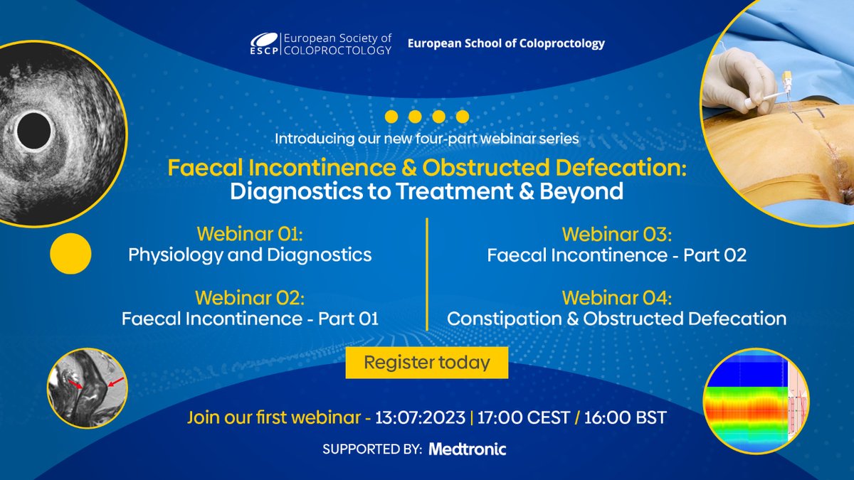 🌟 Join our new four-part webinar series, Faecal Incontinence & Obstructed Defecation: Diagnostics to Treatment & Beyond, with the European School of Coloproctology!

🎓 Connect with global experts embark on this educational journey: escp.glueup.com/event/fi-obstr…

#ColorectalHealth
