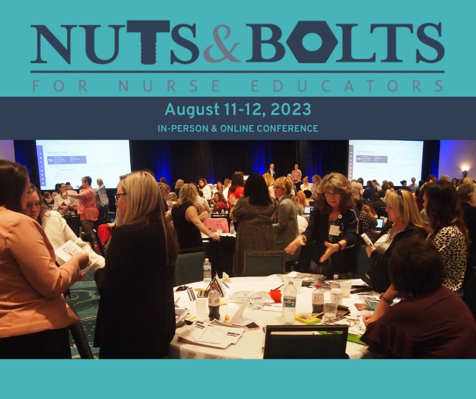 NursingCenter's tweet photo. REGISTRATION EXTENDED for the Nuts &amp; Bolts for Nurse Educators Conference:
#NextGen Learning: From Critical Thinking to Clinical Judgment to #NCLEX and Beyond

Join virtually or in person August 11-12, 2023! Pre-Con sessions on August 10th! https://t.co/BHX8hHq0kd

#NurseTimLIVE https://t.co/hVFaZddalm