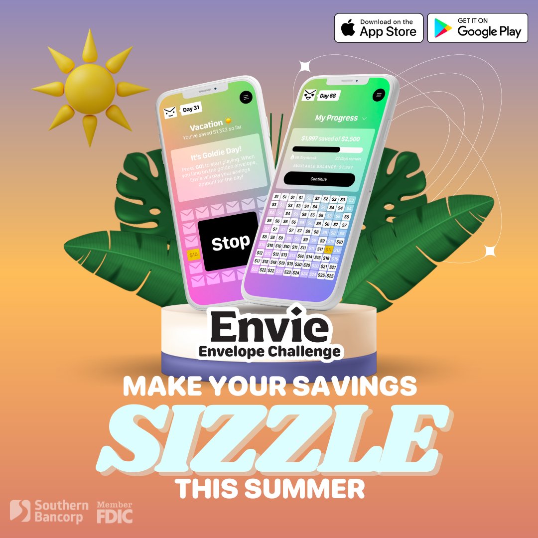 southernbancorp's tweet photo. Did you know we have an entire team dedicated to creating apps that help you build wealth? Meet @savewithenvie: our fun &amp; simple savings app! 

Some apps help you save, and some apps let you play – but with Envie, you can do both! Start saving today at https://t.co/Dnb0ilW5Gi. https://t.co/G1rFznEYq0