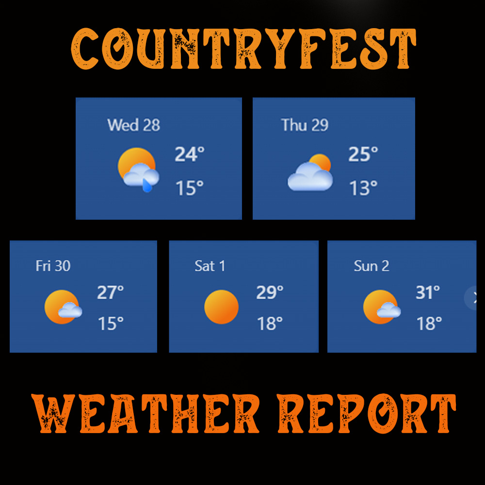 dauphincfest's tweet photo. The #CFEST2023 weather report is in and boy is it lookin FINE!
Here are 5 items that you may not want to forget for Countryfest weekend!
1. Sunscreen☀️
2. Bug Spray 🐜
3. Poncho 🌧️
4. Hat 🤠
5. Beer 🍺 (not weather related, but also necessary!) https://t.co/wXRoT5i8gb