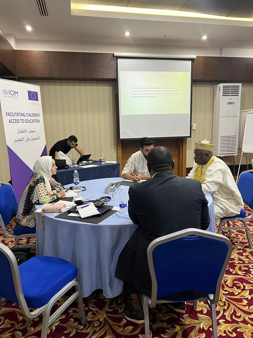 IOM_Libya's tweet photo. IOM held a meeting in Tripoli with Embassies' reps, #UNICEF, #Intersos, #TDH and #Cesvi, on facilitating children’s access to #education.
Partners discussed how to support #everychild, regardless of their migration status or their nationality, to enjoy their right to education. https://t.co/cABupo6a8h