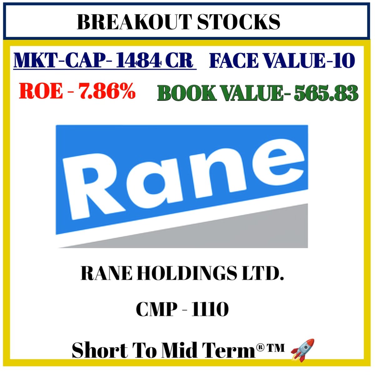 ShortTermStock1's tweet image. THESE #BREAKOUT STOCKS LOOKS GOOD KEEP ON RADAR✅

#SURAROSNI  - 890
#HINDWARE - 563
#RANEHOLDING - 1110
#ABCAPITAL - 192

Any Other Stock On Your Radar?

#STOCKS #BREAKOUTSTOCKS
#BREAKOUTSOON #StockMarket
💥 DISCLAIMER 💯

NOT BUY/SELL  RECOMMENDATION DIRECTLY OR INDIRECTLY✅