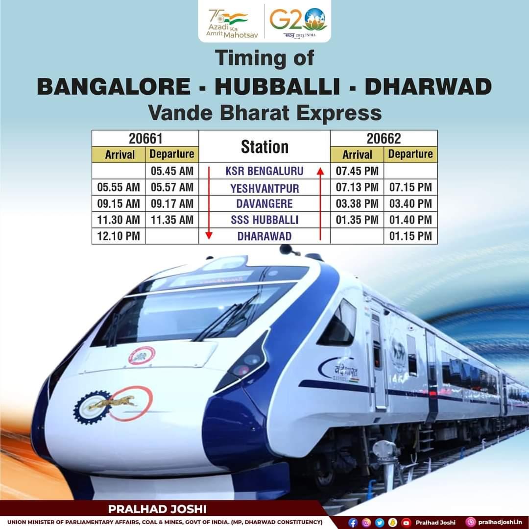 Ticket booking for the Dharwad - Bengaluru Vande Bharat Express has begun. Plan your trip and experience the beauty of travelling on this express. 

Refer to the below images for details.
<a href="/DrJaideepArya/">Dr Jaideep Arya जयदीप आर्य</a>
<a href="/Akash_bst/">आकाश</a>
<a href="/UshaBhagat16/">Usha Bhagat 🇮🇳राष्ट्रभक्त सोशल-योगीनी।</a> <a href="/RadhikaAch52132/">Radhika Achari</a> <a href="/NarvekarJyotsna/">Jyotsna Narvekar</a> <a href="/EklureBasawa_YB/">Basawaraj Eklure</a>