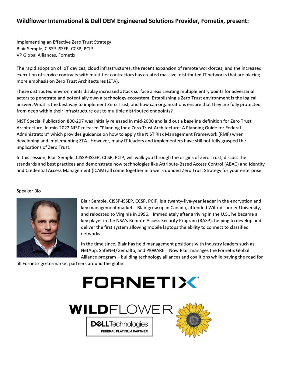 Wildflower is in Wisconsin this week for <a href="/FBCinc/">FBC</a>’s NLIT Summit 2023, ready to dive into #IT and cybersecurity issues unique to <a href="/ENERGY/">U.S. Department of Energy</a> National Labs. Join us on Wed. for a presentation on #zerotrust with <a href="/Fornetix/">Fornetix</a>’s Blair Semple. Learn more: ow.ly/6Qwy50OWePZ #WildAboutIT