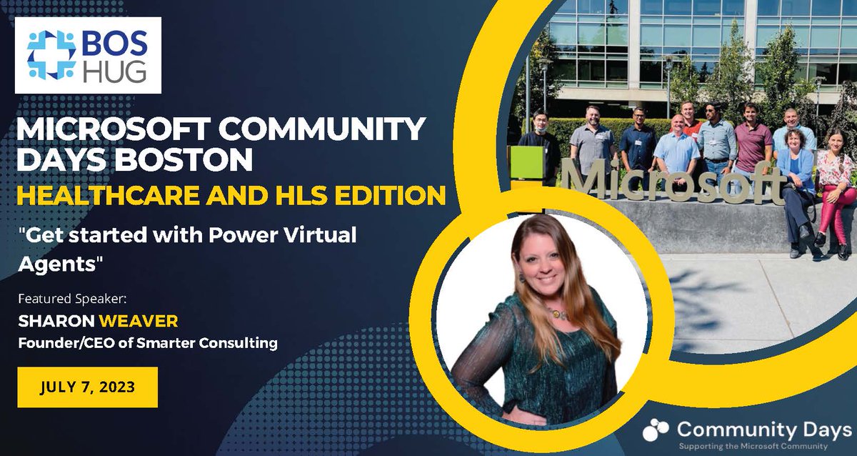 sharoneweaver's tweet photo. Pack your bags for @boston_hug #CommunityDays on 7/7! My session will walk you through the basics of #PowerVirtualAgents and how to create your first #ChatBot. Experience the power of Microsoft #HealthcareTech.
Info at https://t.co/OqlTnnSVz1. #MSCDBOS #MedEd #HealthcareIT https://t.co/t3UUY92OZA