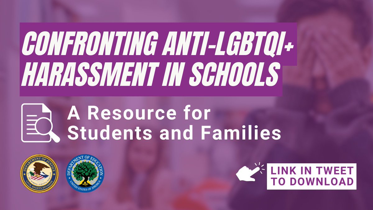The <a href="/usedgov/">U.S. Department of Education</a> resource “Confronting Anti-LGBTQI+ Harassment in Schools” is a great foundation to ensure all teachers, school staff, students, and families are aware of what constitutes harassment. Check it out now! 🔗 bit.ly/42ISXiK  

#homeless #lgbtq #pridemonth