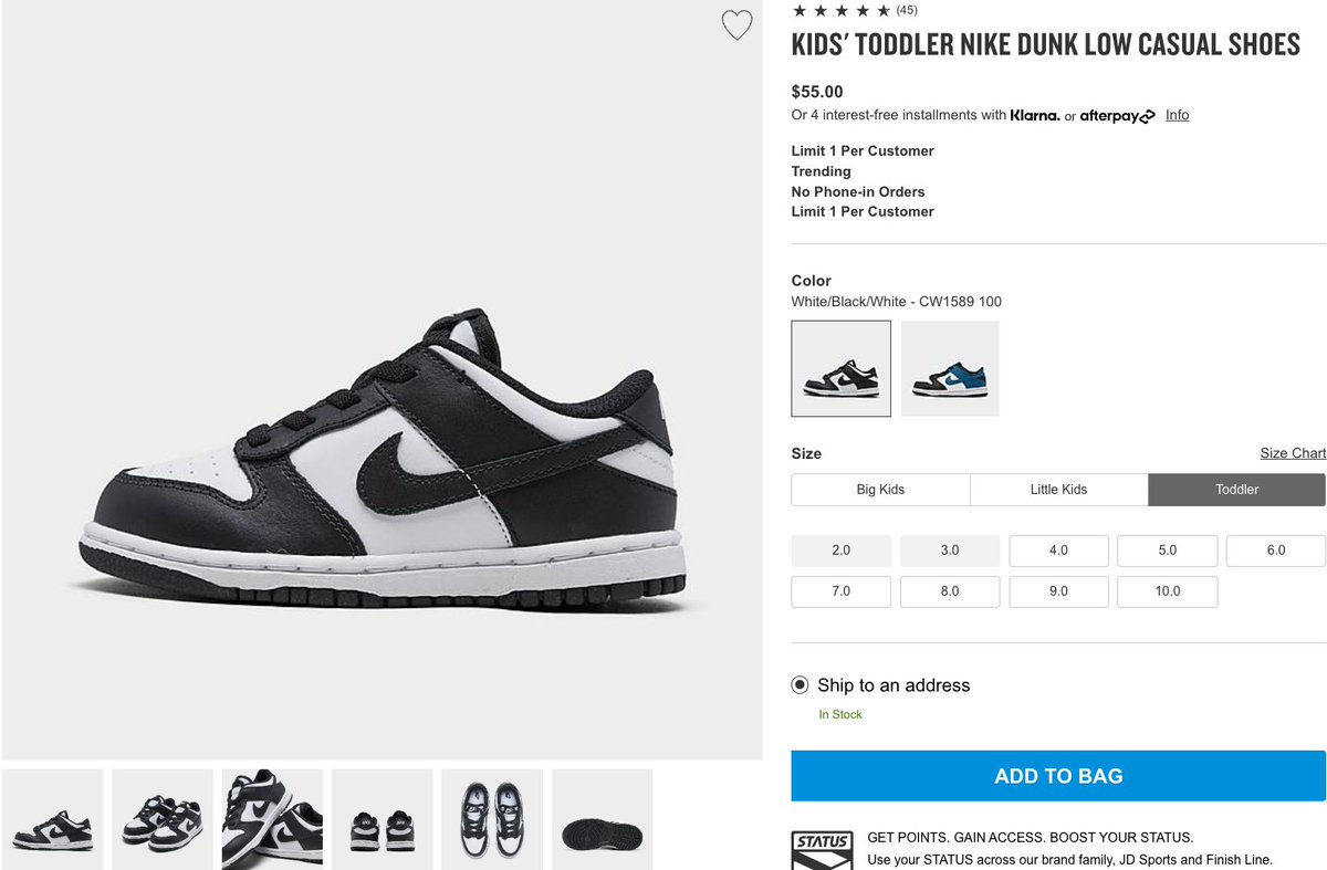 Ad: RESTOCK: Toddler Nike Dunk Low 'White/Black'

Finish Line:bit.ly/38q7VAy
JD Sports:bit.ly/2OgV0dy