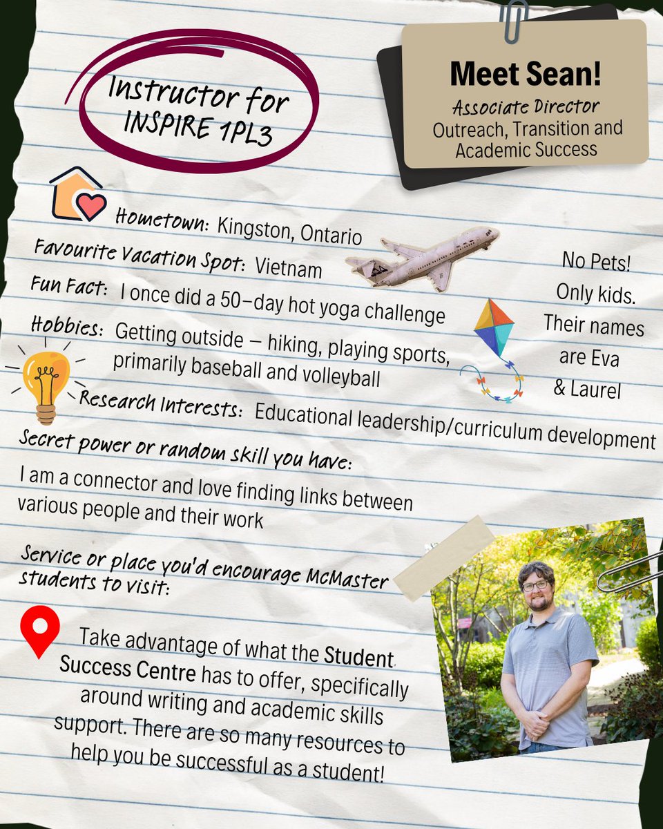 Meet <a href="/seanbeaudette7/">Sean Beaudette</a> 👋 Sean is the instructor for INSPIRE 1PL3!

Did you know that Sean once did a 50-day hot yoga challenge? 😮 

To learn more about INSPIRE 1PL3 visit intersession.mcmaster.ca. This course will run in Winter term, in the evenings. It also features no exams!