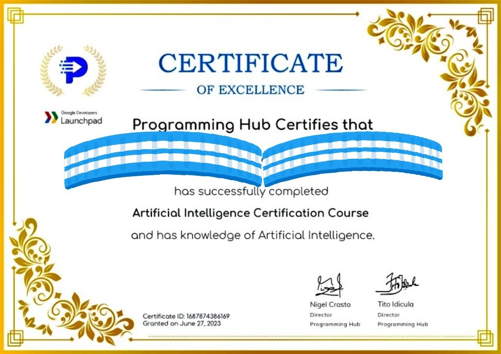 AceDaGame1's tweet image. Progress for today. I now have a basic understanding of #AI #ProgrammingHub #Certificate
