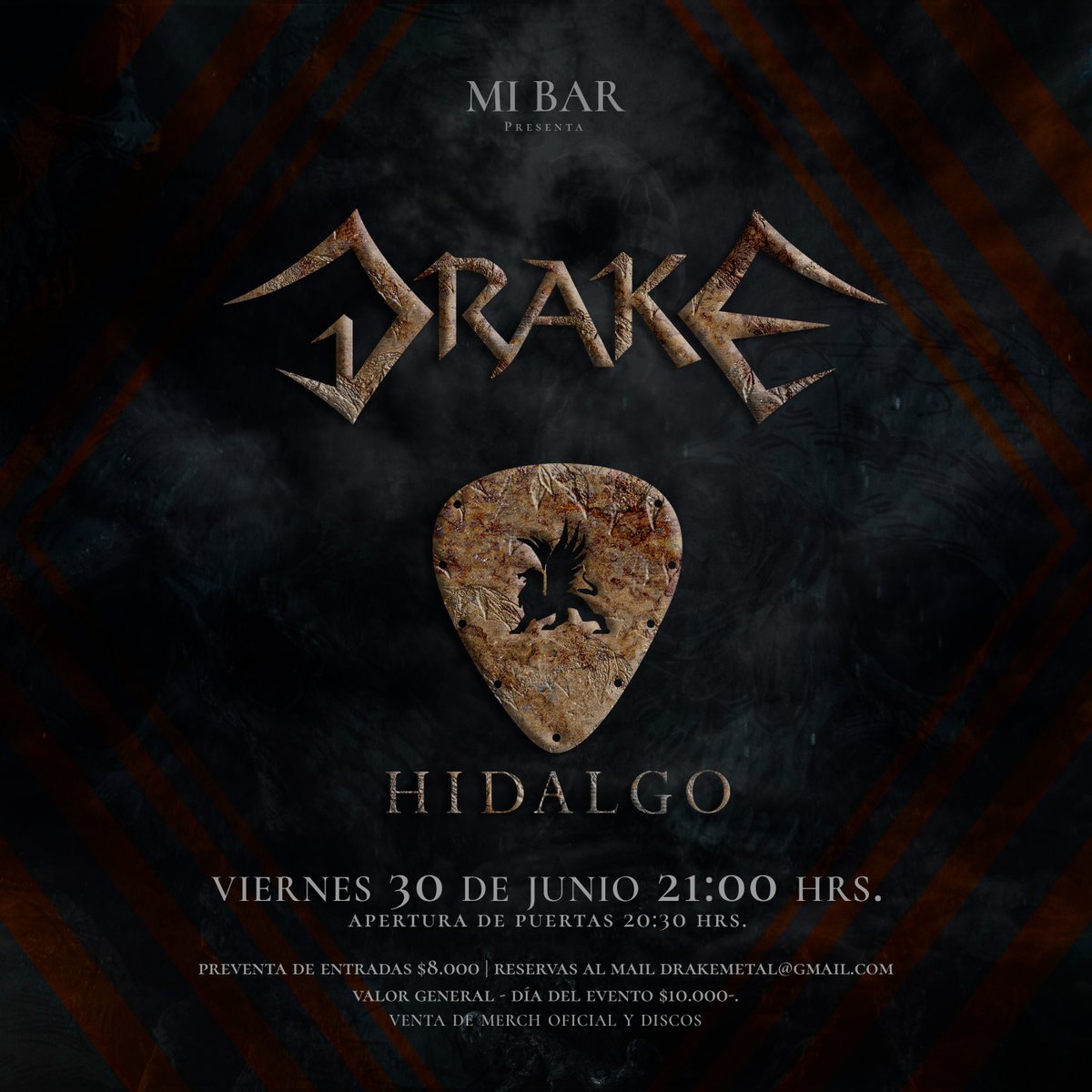#DrakeMetal⚡️ Quedan pocos días de preventa. Aprovecha ahora!

Ticket preventa $8.000-.
Ticket general y día del evento $10.000-.

Viernes 30 de Junio.
Apertura de puertas 20:30hrs.

bit.ly/3NeqLhS