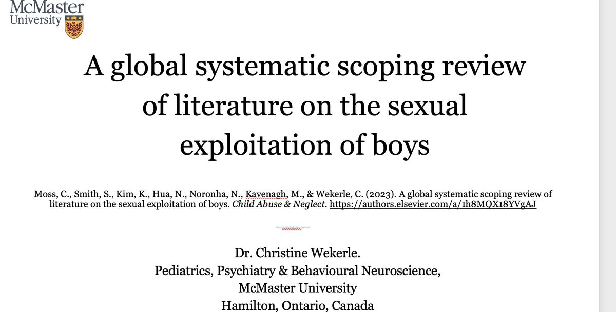 Congratulations! @ISPCAN @MarkKavenagh @ElsevierConnect on the 100s of people participating in today's #webinar - We are still asking - What about the boys? in the sexual exploitation of children & happy for the #specialissue in Child Abuse & Neglect journal
@UN @WHO #endviolence