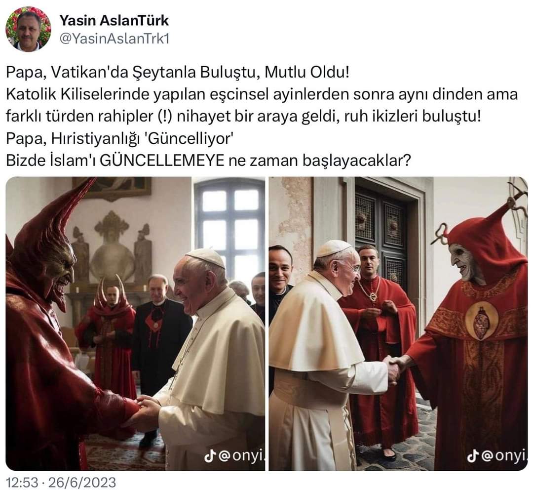 Papa SATANİST rahiplerle buluşmuş...

Kaydı alınmış bu fotoğraflar internetten siliniyor... Bu paylaşımı ezberinize de not edin...

Çünkü uzaktan insanların bilgisayarlarından topluca dosya da silebiliyorlar...

Dijital-Deccaliyet her yeri sarıyor...