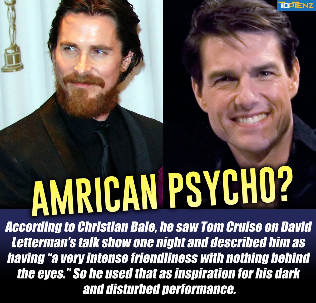 It’s hard to say if this one qualifies as a compliment or not, but probably not. But apparently, Christian Bale had a unique inspiration behind one of his most iconic character portrayals. #TomCruise #ChristianBale #tuesdayvibe toptenz.net/the-bizarre-ba…