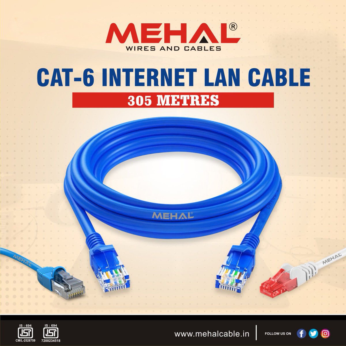 MEHAL CAT-6 INTERNET LAN CABLE 💻⌨️🖥️🛜🧑‍💻 #mehal #switchtomehalwires #cat6  #cat6cable #cat6acabling #internet #wifi #fibercable #electricallife #project #5g #5gnetwork mehalcable.in