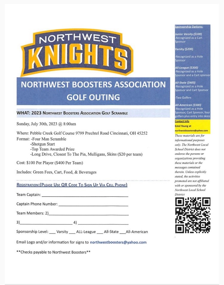 🚨🚨🚨🚨
Northwest Boosters Golf Outing is almost upon us. Sign up today!
<a href="/NorthwestAD/">Northwest Athletics</a>