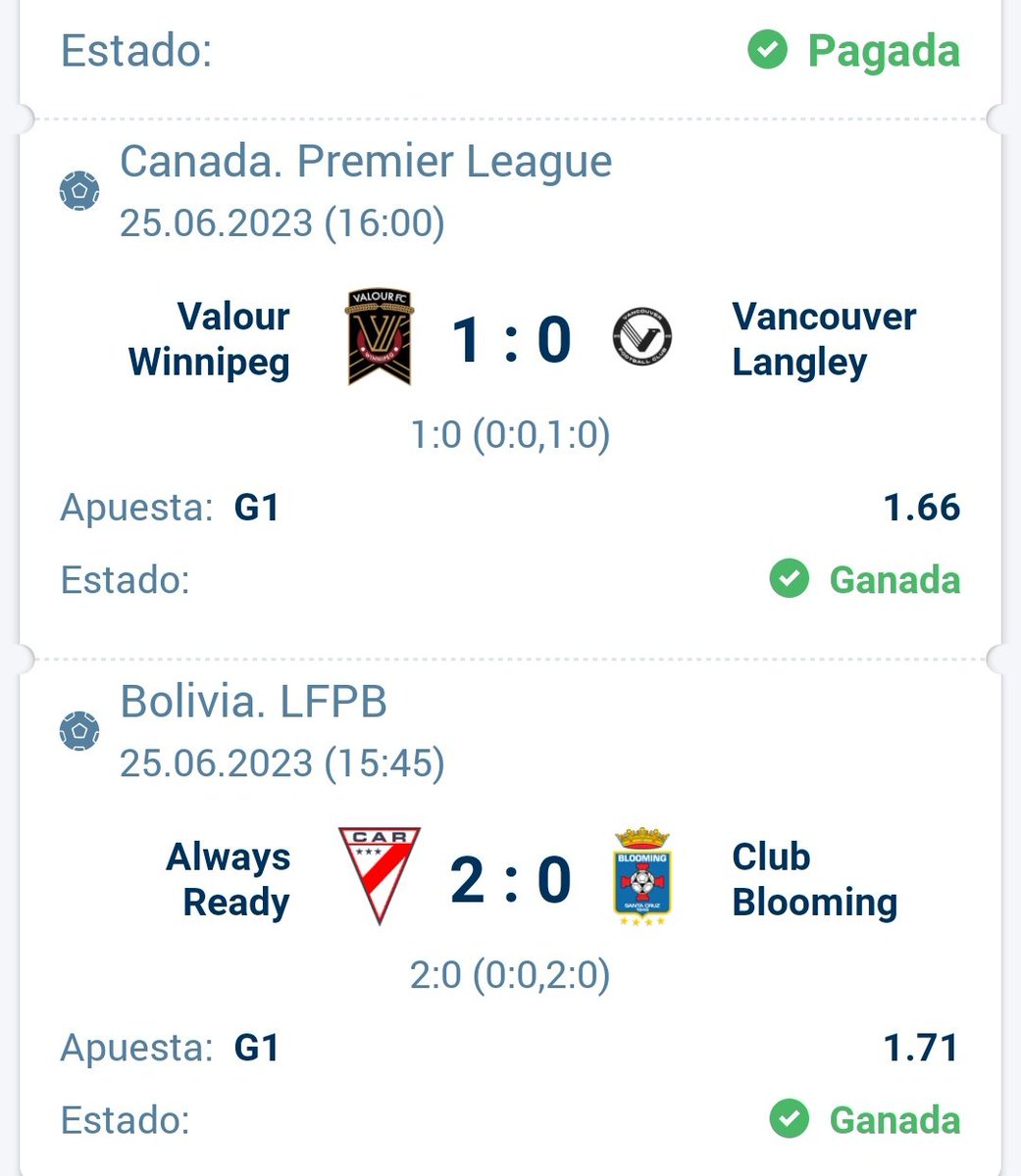 efootboll's tweet photo. 🎉¡4 aciertos consecutivos! 😎🔥 No te pierdas nuestros pronósticos acertados en nuestro canal de #telegram https://t.co/Zy9UIyBtRf. ¡Síguenos para más! 💪⚽️ #ApuestasDeportivas
#GanaDineroApostando #EstrategiasDeApuestas
#ApuestasSeguras
#ApuestasRentables
#ApuestasGanadoras https://t.co/cip1oRrwBX
