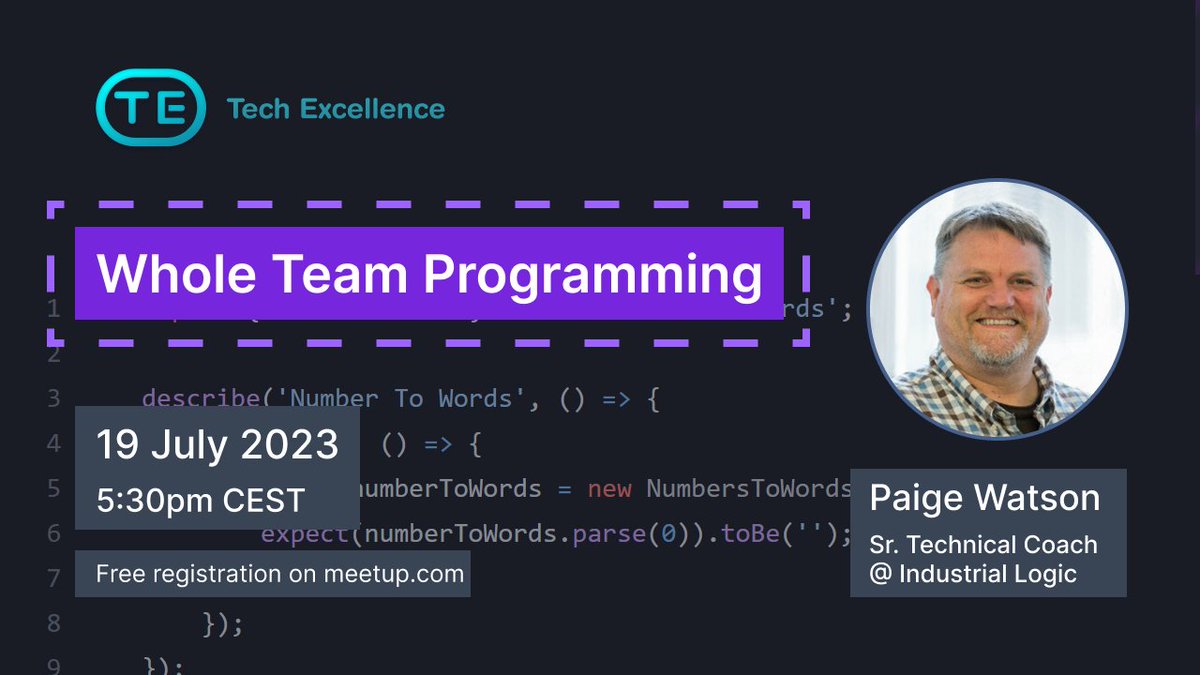 techexcellence_'s tweet image. On July 19, @paigeisxp will be presenting: Whole Team Programming. Register here meetup.com/techexcellence… Thanks to @ValentinaCupac, @dmokafa, Oliver Zihler and Alina Liburkina for organizing the event.

#softwareengineering #mobprogramming #agile #techexcellence