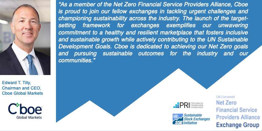 SSEinitiative's tweet photo. Edward T. Tilly, Chairman and CEO at @CBOE (Chicago Board Options Exchange) highlights how #capitalmarkets contribute to the #SDGs:
#NZFSPA #NetZero #climateaction #racetozero
➡️See full press release: https://t.co/KqkTp5phKE https://t.co/AKLwLDo5m6