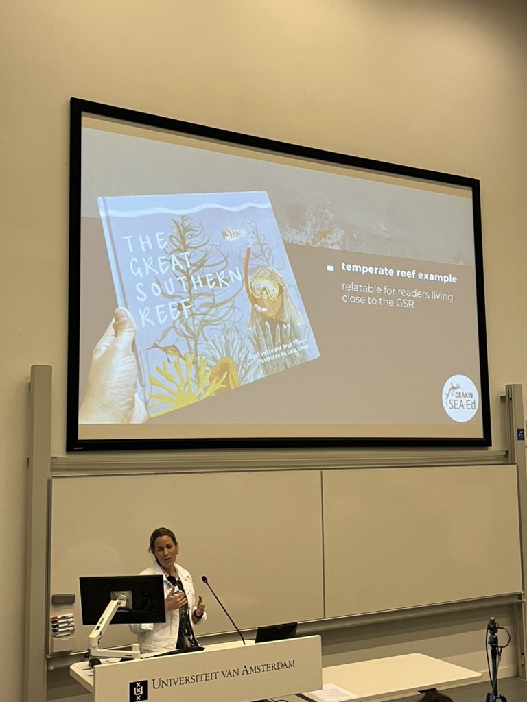 Great presentation by <a href="/FrancisPrue/">Prue Francis</a> exploring how to use storytelling and ocean picture books to promote ocean literacy. Looking forward to buying this picture book for my niece - particularly because it’s about the Great Southern Reef - our local ocean! #MAREcentre