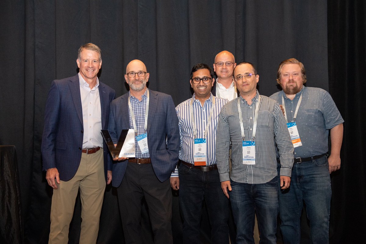 Verint's tweet photo. Today, we are excited to celebrate our Partner of the Year, @Five9! Thank you for your invaluable contributions – you are an inspiration to us all.
 
We were honored to present the award in person at #Engage23 and can’t wait to see what Five9 accomplishes next.
 
Join us in celebrating in the comments below! #VerintPartner