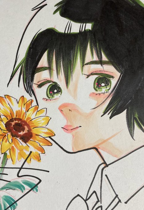 「緑色の眼 向日葵」のTwitter画像/イラスト(新着)｜4ページ目