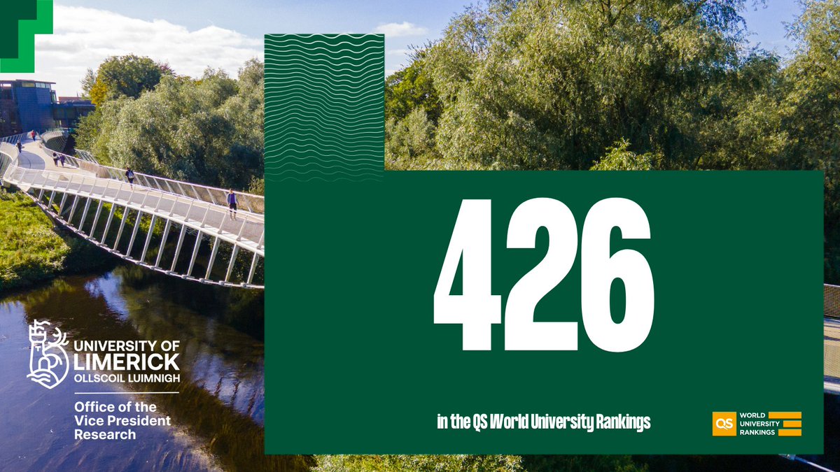 UL Research (@ul_research) on Twitter photo .<a href="/UL/">University Of Limerick</a> has climbed over 100 places to be ranked 426 in the latest QS World University Rankings.
Well done to all those whose hard work and commitment has made this possible.
#ResearchImpact #StayCurious #WisdomForAction <a href="/worlduniranking/">QS World University Rankings</a> .<a href="/UL/">University Of Limerick</a> has climbed over 100 places to be ranked 426 in the latest QS World University Rankings.
Well done to all those whose hard work and commitment has made this possible.
#ResearchImpact #StayCurious #WisdomForAction <a href="/worlduniranking/">QS World University Rankings</a>