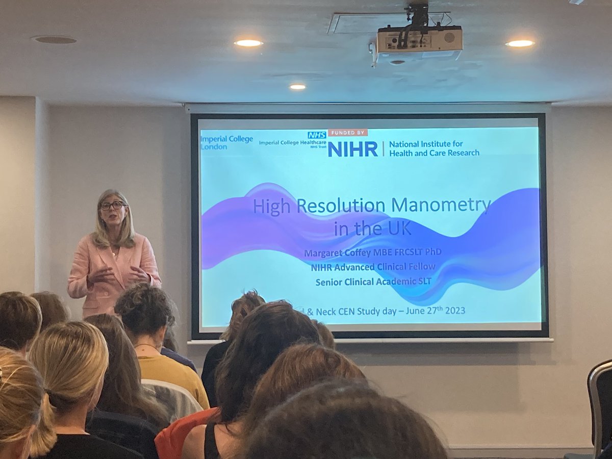 Next we have the amazing @mmcoffeystamp speaking about high resolution manometry in #dysphagia management 🙌

So much energy in the room from these incredible speakers!

#HNCEN2023 @HeadNeckNorth