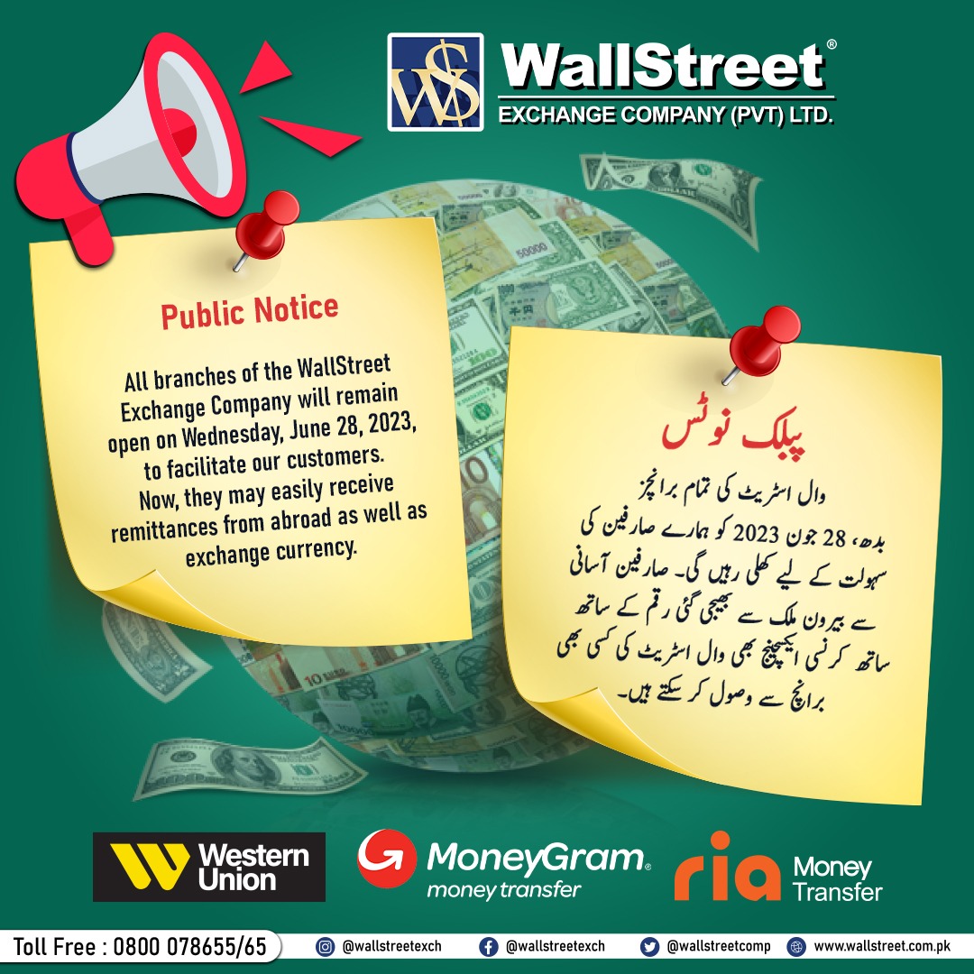 Wallstreetcomp's tweet photo. #WallStreet #Money #Dollar #MoneyExchange #OverseasPakistani #Pakistan #CurrencyExchange #MoneyTransfer #ForeignExchange #CurrencyRate #Dollarrate #Currencytrader #Moneytrader #moneymaster #WesternUnion #westernunionbranch https://t.co/98q10wIcYW