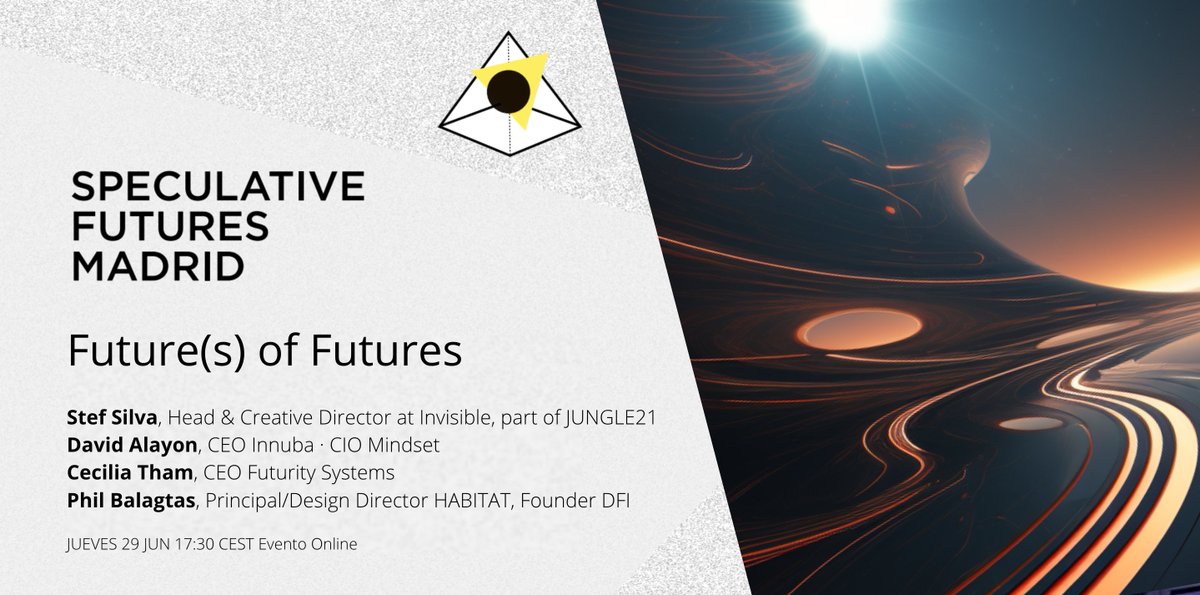 The Future(s) of Futures - El estado del arte de la práctica prospectiva en España

<a href="/CeciliaMTham/">Cecilia M Tham</a>, <a href="/DavidAlayon/">David Alayón</a> , Stef Silva y <a href="/neshacom1/">Phil Balagtas</a> compartirán las experiencias, retos y aprendizajes de sus últimos proyectos de prospectiva estratégica. 
Este jueves! eventbrite.es/e/entradas-fut…