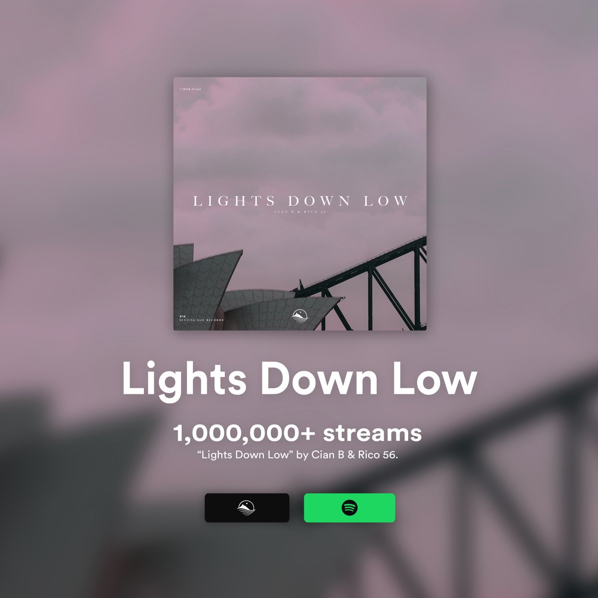 Congrats to Cian B &amp; Rico 56 on this huge milestone! Thanks to everybody listening &amp; supporting the song 💿