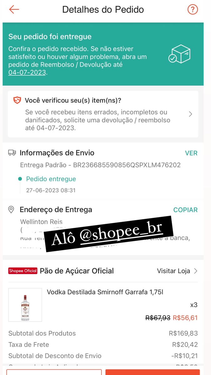 PutzFormiga's tweet photo. Alerta de Golpe! Alô #shopee resolve isso aí! Comprei vodka e recebi tempero de peixe 😖 https://t.co/cl1bO3RtTf