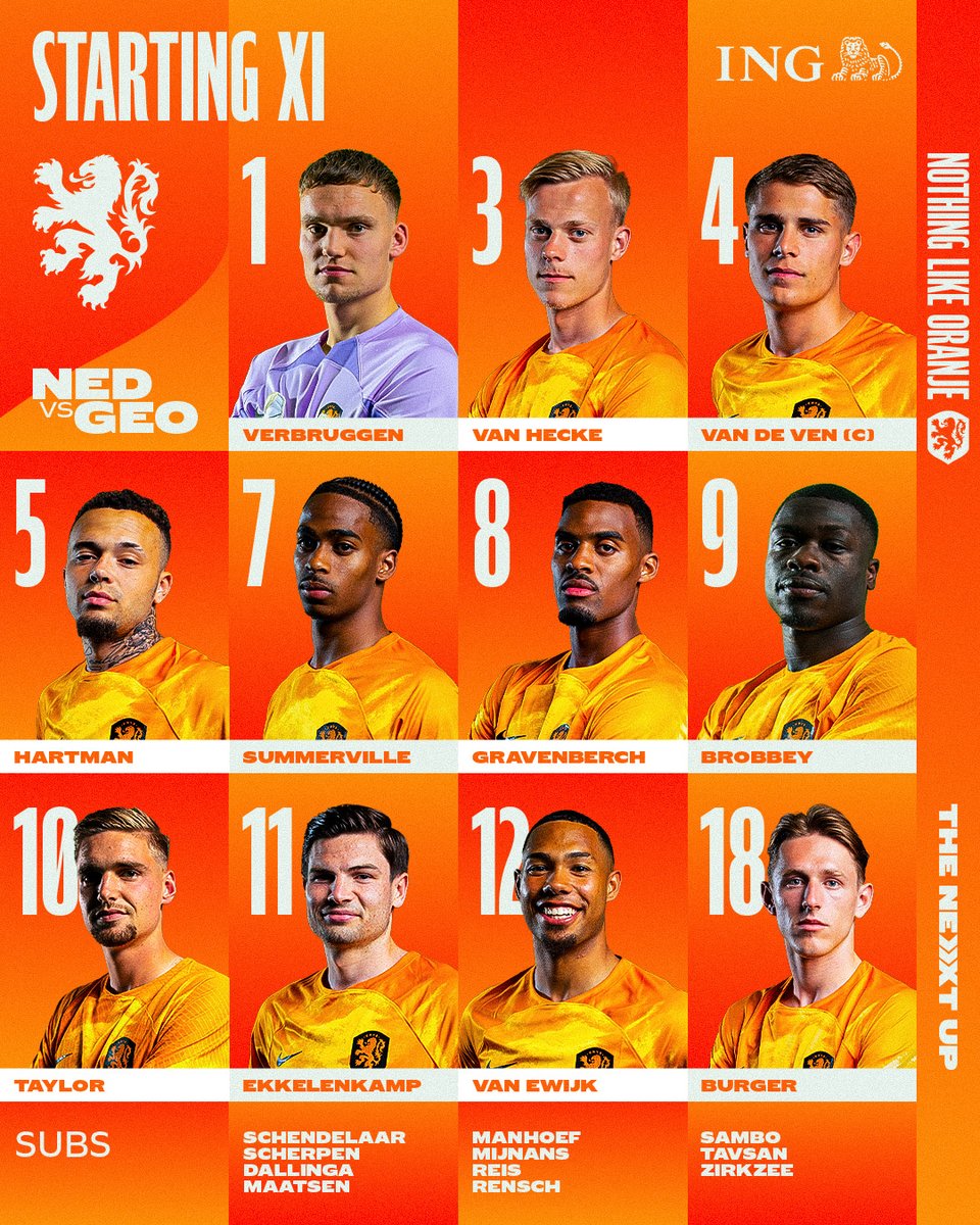 𝐉𝐨𝐧𝐠 𝐎𝐫𝐚𝐧𝐣𝐞'𝐬 𝐬𝐭𝐚𝐫𝐭𝐢𝐧𝐠 𝐗𝐈 🦁

Let's do this! 🟠

#TheNextUp #NEDGEO #U21EURO