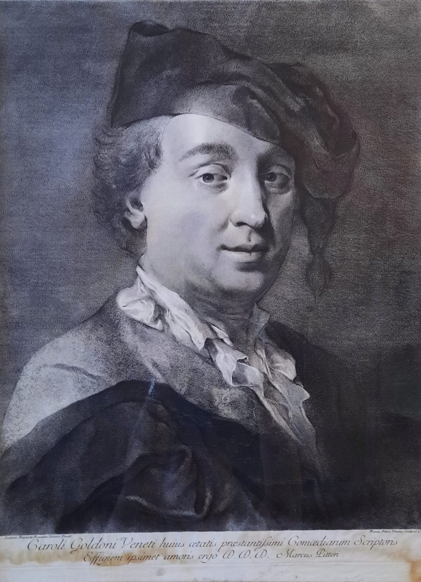 alberto_sanavia's tweet photo. #17luglio 1754, #Venezia: Carlo #Goldoni invia una lettera a Marco Alvise #Pitteri per ringraziarlo del ritratto. “Bizzarra è l’invenzione del berrettino e de’ naturali capelli, che rendono più costante la somiglianza”. La definisce opera “fra le più stimate della sua mano” https://t.co/Vf0Y2nw1Za