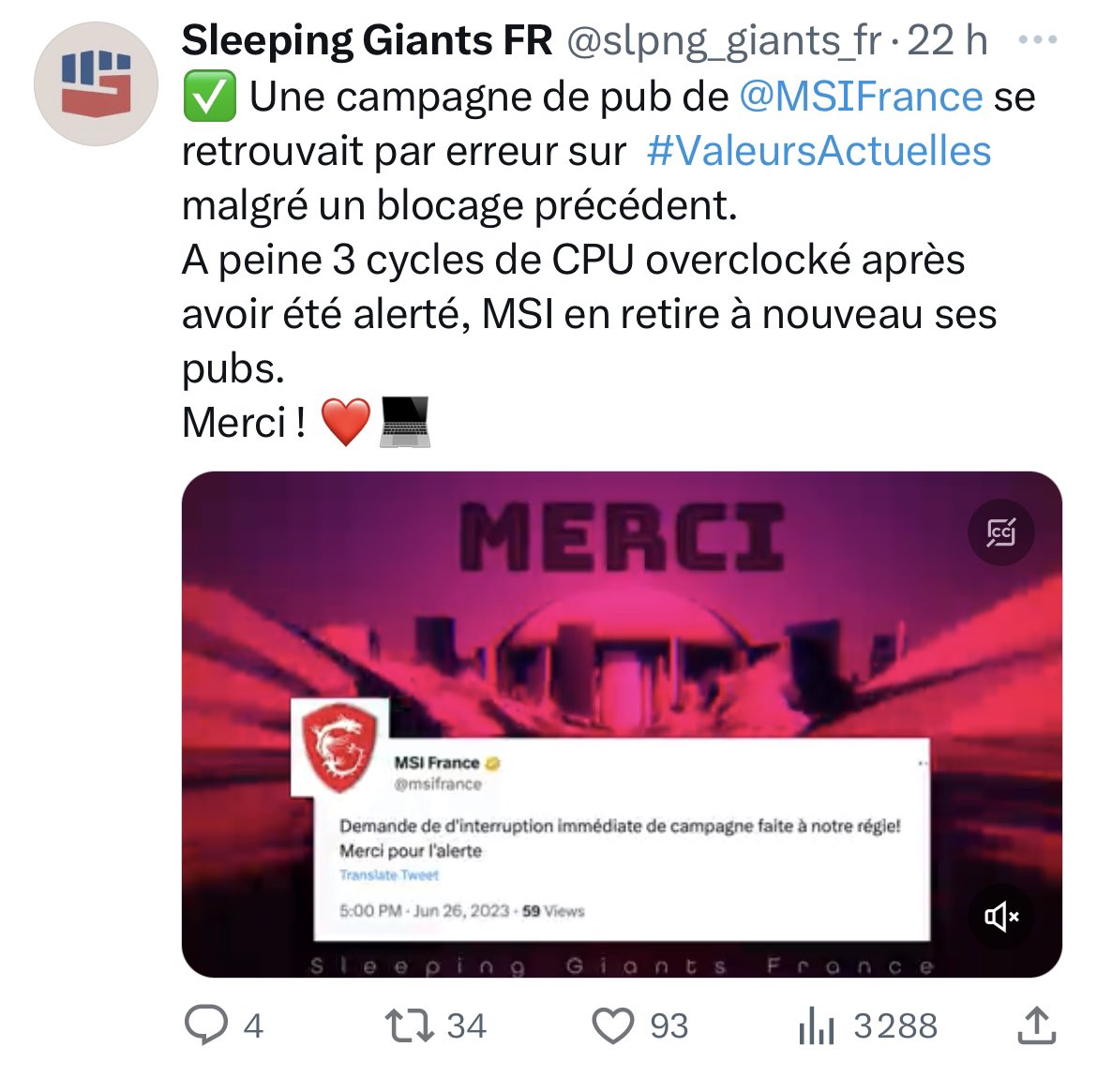 LesCorsairesFr's tweet photo. C’est bien dommage d’abdiquer @msifrance, vous avez bien plus de clients chez @Valeurs que les @slpng_giants_fr ont de like sur leurs tweets. https://t.co/peMRLWWRaM