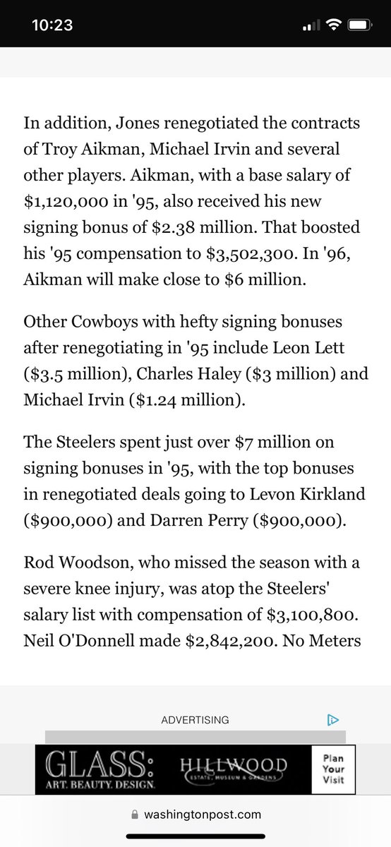 @Thugfruiteatsit @Sicilianmonster @DatLe @lord_brunson @AlexanderHuapa4 I mean here’s prior to the last Super Bowl cowboys had 7 players making more bonus money than the Steelers top guy lol bro they were lapping teams in spending 💀 washingtonpost.com/archive/sports…