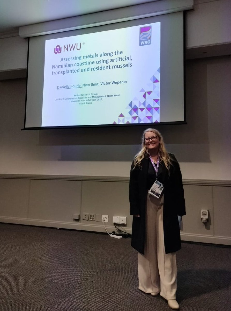 Hannes Erasmus🇿🇦🇩🇪 (@hanneserasmus11) on Twitter photo Second up representing the <a href="/NWU_WRG/">NWU_WRG</a> is Danielle Fourie that assessed metals along the Namibian coast using passive sampling devices called artificial mussels
<a href="/SASAqS_society/">Southern African Society of Aquatic Scientists</a> <a href="/NWU_UESM/">NWU Unit for Environmental Sciences and Management</a> <a href="/NicoJSmit1/">Nico J Smit</a> <a href="/WepenerVictor/">Victor Wepener</a> #SASAqS2023 #aquatic_science #conference Second up representing the <a href="/NWU_WRG/">NWU_WRG</a> is Danielle Fourie that assessed metals along the Namibian coast using passive sampling devices called artificial mussels
<a href="/SASAqS_society/">Southern African Society of Aquatic Scientists</a> <a href="/NWU_UESM/">NWU Unit for Environmental Sciences and Management</a> <a href="/NicoJSmit1/">Nico J Smit</a> <a href="/WepenerVictor/">Victor Wepener</a> #SASAqS2023 #aquatic_science #conference