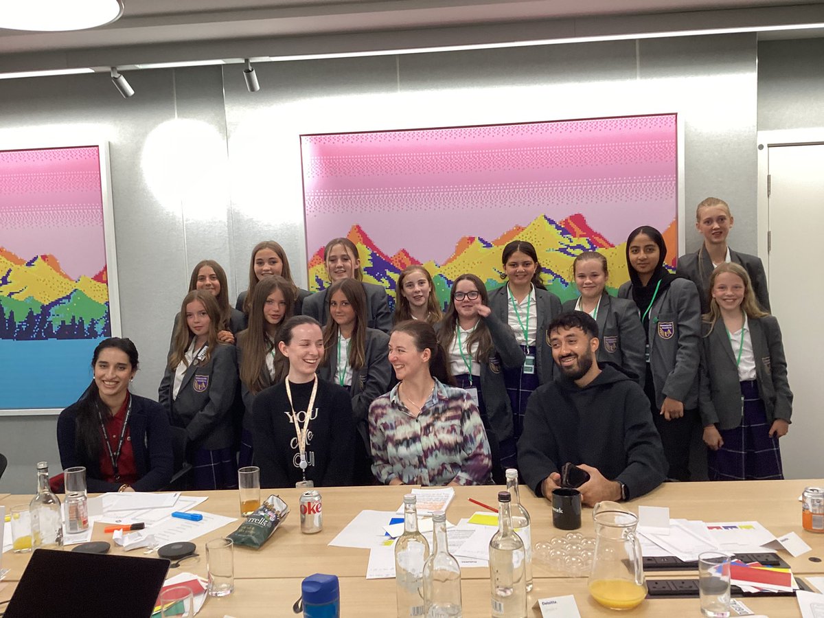UnsworthAcademy's tweet photo. Year 7 industry day. Life in the boardroom - Deloitte style! #digitalher #girlsintech #deloittedigital https://t.co/ej516S6w9P