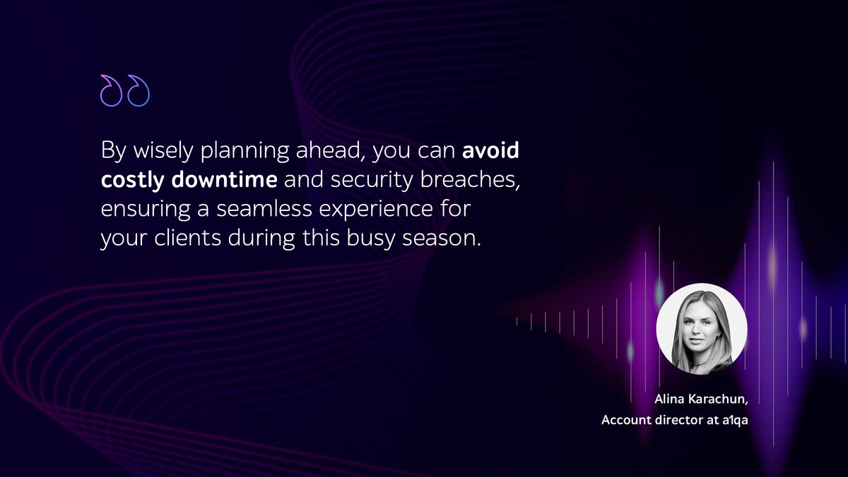 🌟 #a1qaTechVoice 🌟 

With a1qa Account Director Alina Karachun. 

🔷 How will you prepare for the end of year sales rush? 

#a1qaTechAdvice #QA #performancetesting #CyberMonday #cybersecurity #BlackFriday #techboost