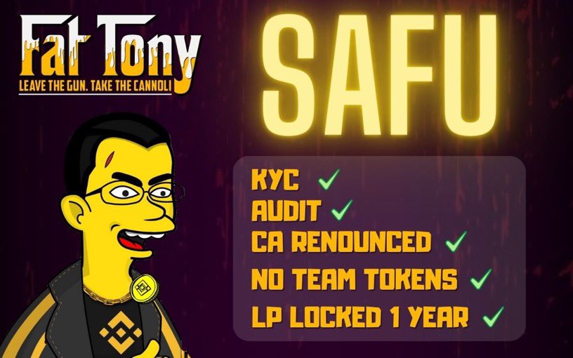 Take a look at 👉 #FatTony - <a href="/FatTony_token/">FatTony_token</a>

✅CMC Pre-Listed
✅Contract safe and renounced 
✅Available on Multiple Dex

✈️Buy Link 

pancakeswap.finance/swap?outputCur…

thesphynx.co/swap/56/0x6e9B…

Don’t miss this opportunity on #bsc