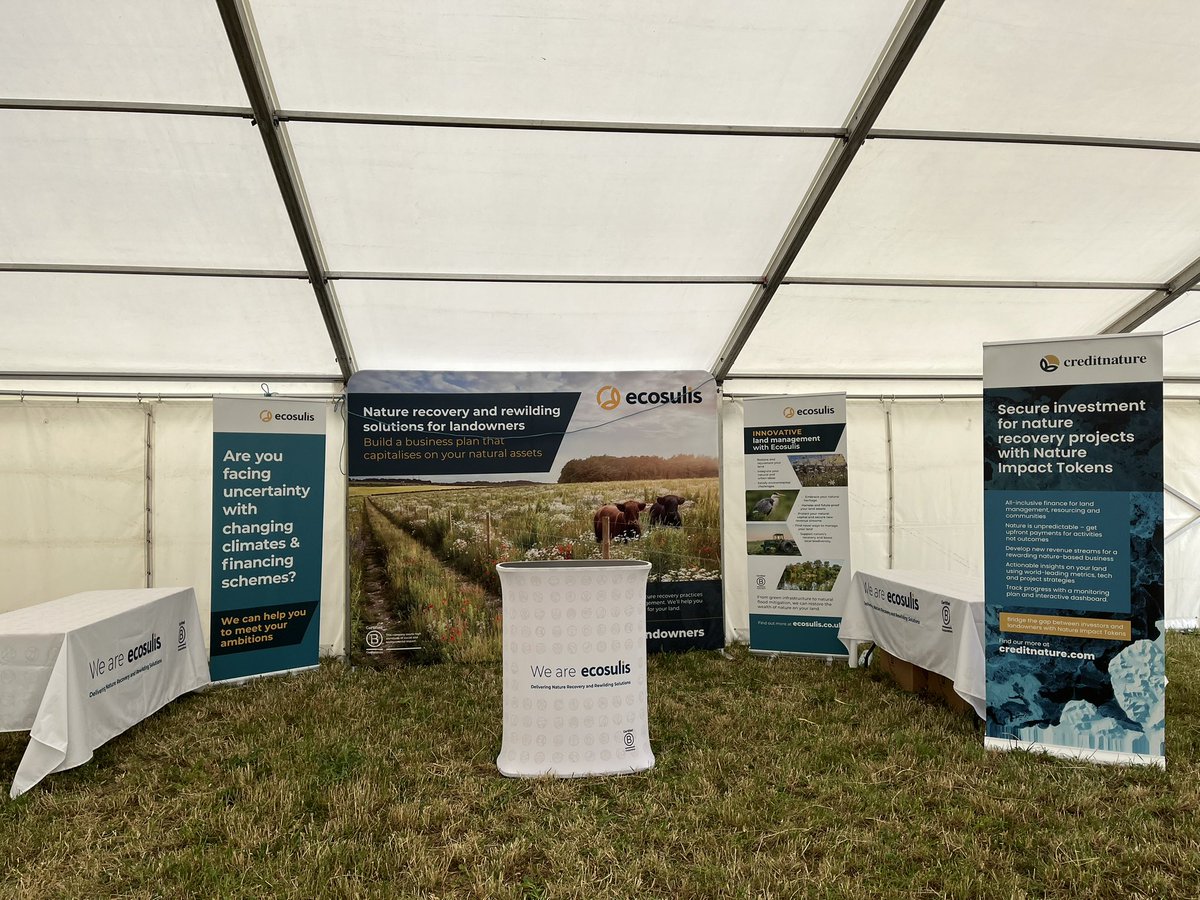 We’re all set up and kick starting our first Ecosulis experience at #groundswell2023 to showcase our services for #landowners.

If you’re in attendance, come and visit us at stand M29 or find out more at Ecosulis.co.uk/landowners