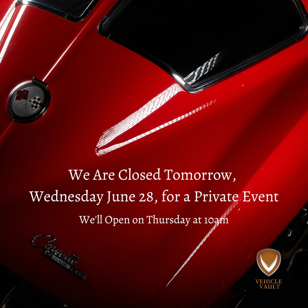 We are closed tomorrow, Wednesday, June 28, for a private event. We are open Thursday from 10am-5pm! 

#EventVenue #CarShow #CarMuseum #AutomobileMuseum #VehicleVault #FamilyActivities